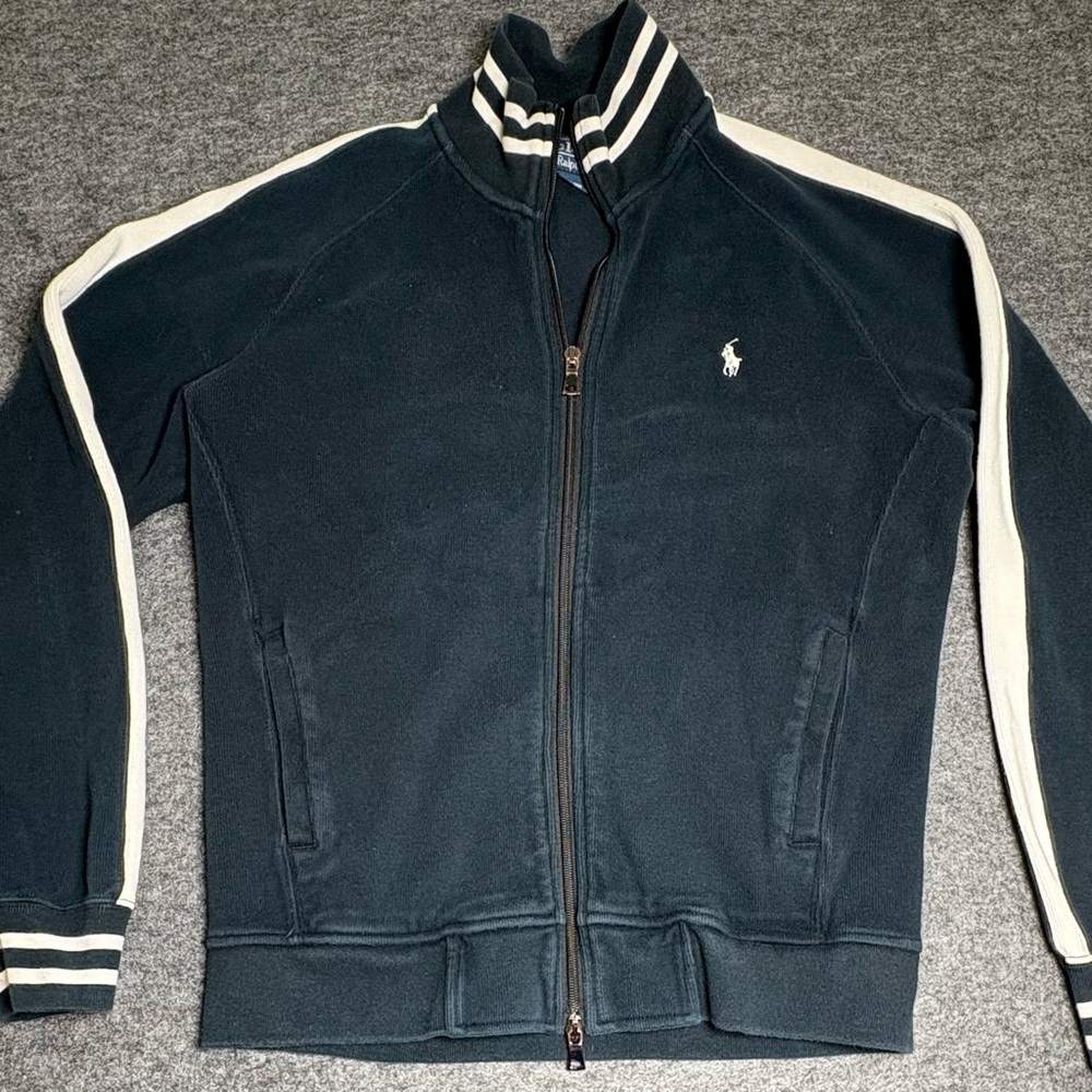 Vintage 2000’S Polo Ralph Lauren Blue & White Track Jacket Size M Full Zip